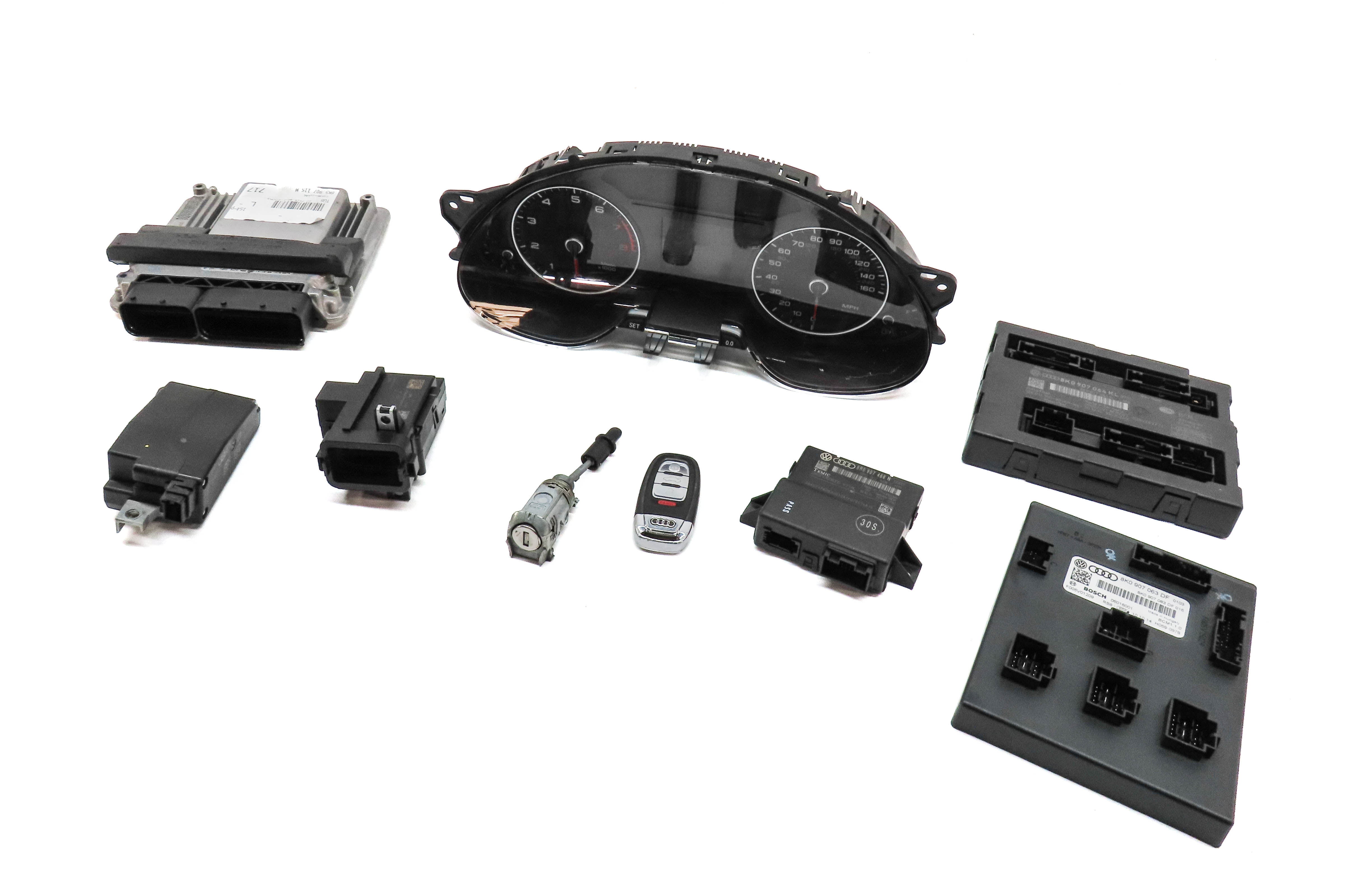 14-15 AUDI A4 A5 B8 8K 8T 2.0L CAED ECM BCM IMMOBILIZER MODULE KEY SET (146k) — exact item pictured